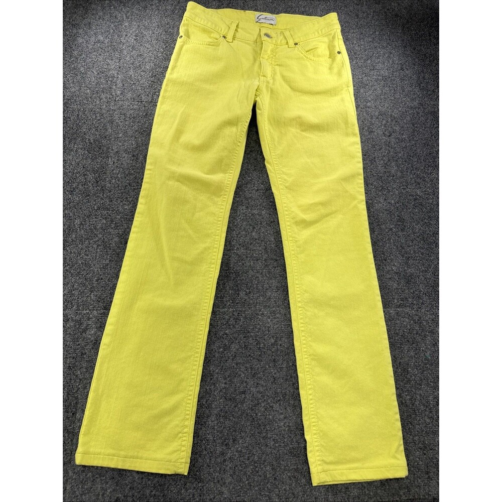 Gattinoni Jeans Women's 30 Neon Yellow Chartreuse Straight Leg Designer